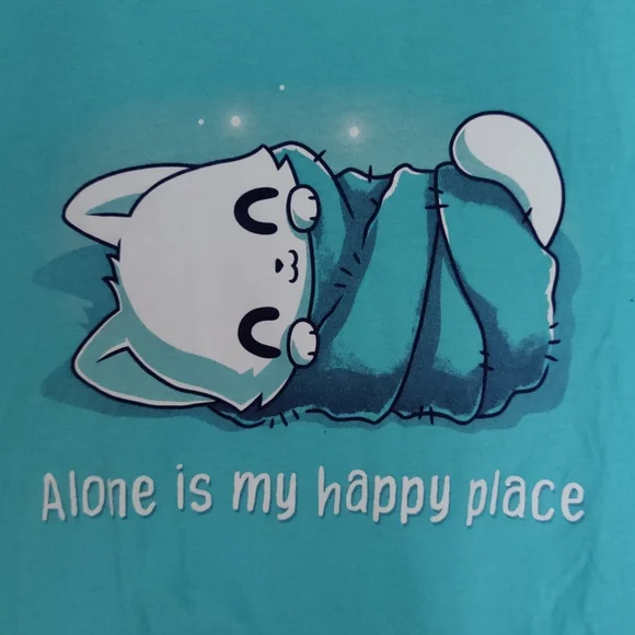"Alone is my happy place" Kitty Tee shirt - Picture 3 of 5